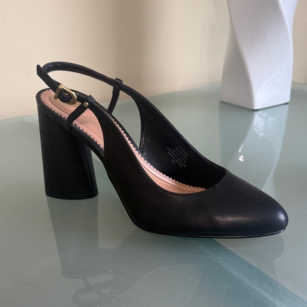 NEW Vince Camuto Shoes Vince Camuto Black Leather Slingback Heels Size 8.5 NWOT - Picture 11 of 15